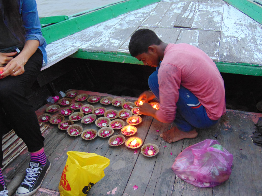 Pray Candles River Ganges Boat
