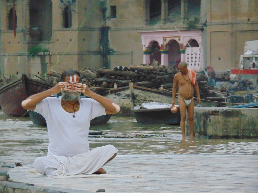 Hindu Holy man River Ganges Varanasi 